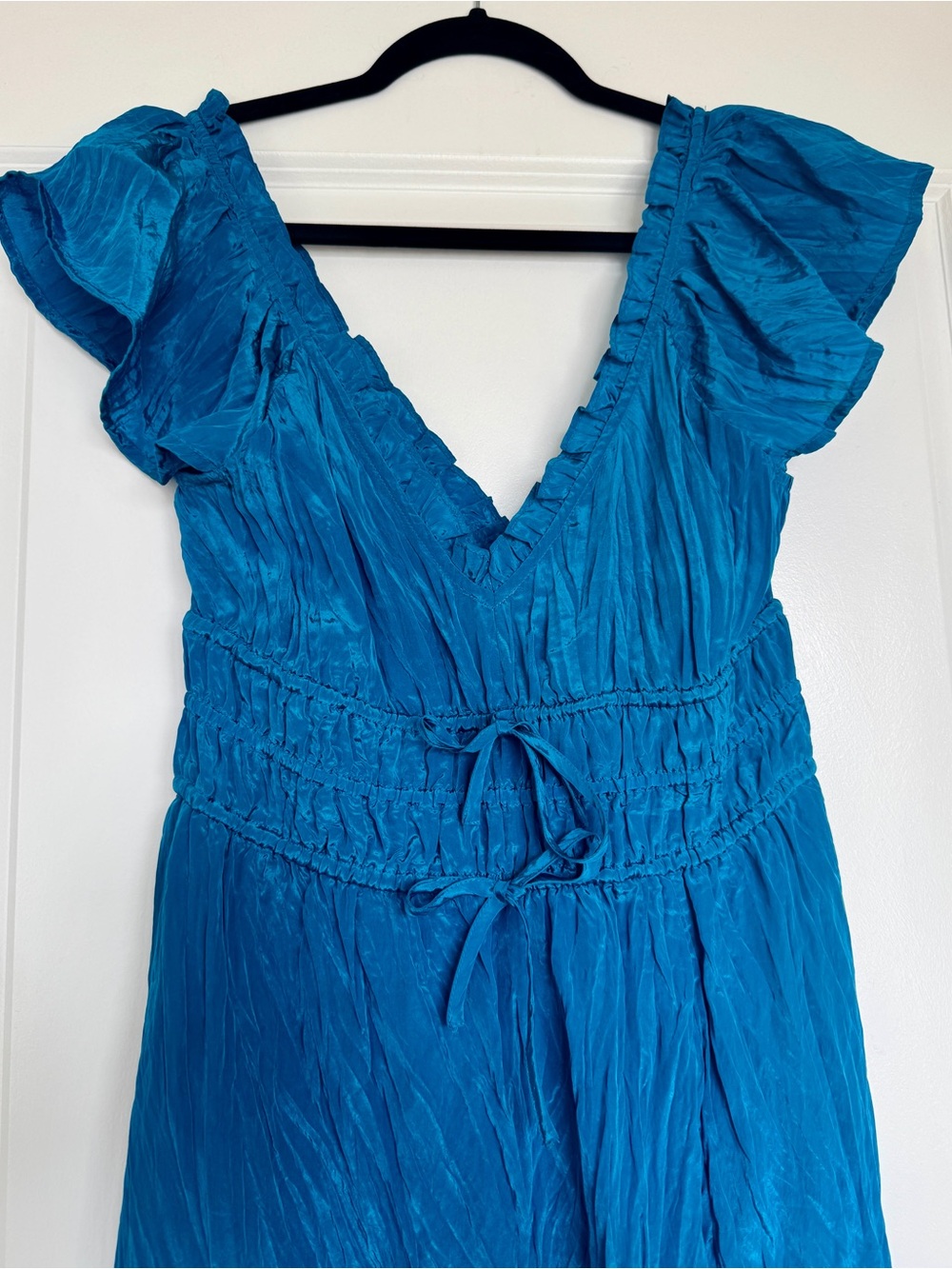 NWT! J. CREW Palermo dress in viscose-blend crinkle Nordic Sea Blue Small CK800 - Picture 7 of 15
